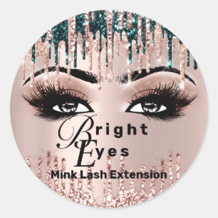 Sticker Rond Nom Beauté Lashes Lashes Pink Gold Lashes Luxe
