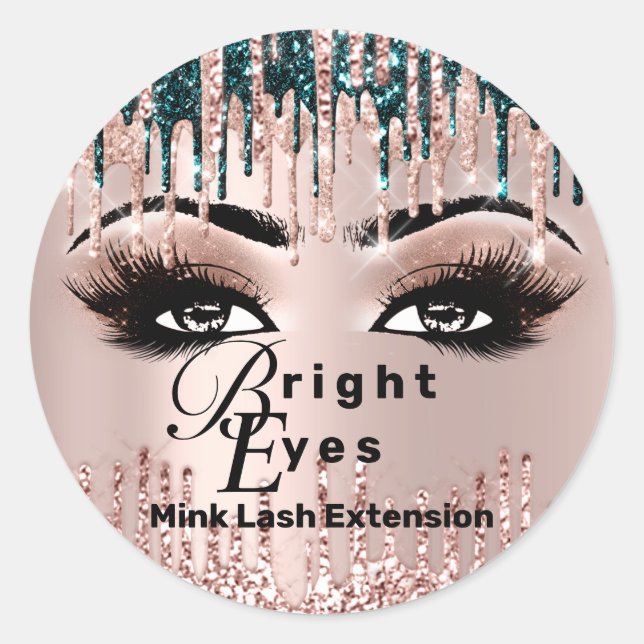 Sticker Rond Nom Beauté Lashes Lashes Pink Gold Lashes Luxe (Devant)