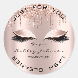 Sticker Rond Nom Beauté Lshes Drips Pink Gold Lashes Cleaner