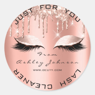 Sticker Rond Nom Beauté Lshes Drives Coral Gold Lashes Cleaner