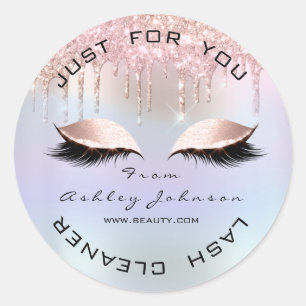Sticker Rond Nom Beauté Lshes Drives Holograph Lashes Cleaner