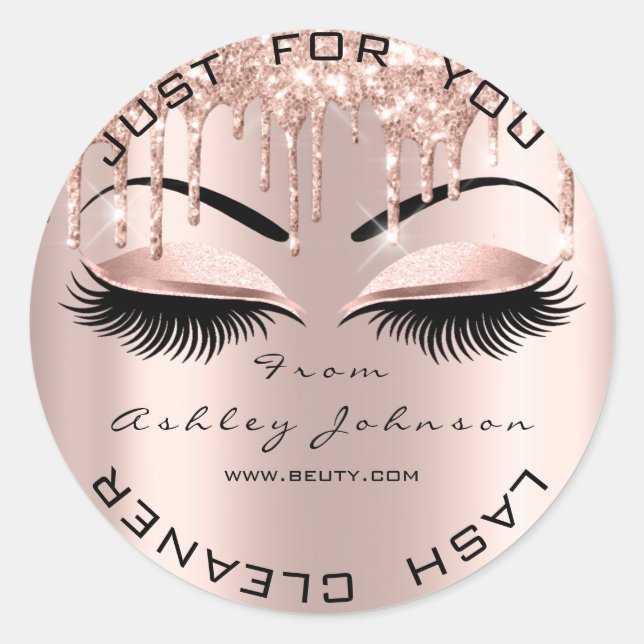 Sticker Rond Nom Beauté Lshes Drives Pink Brows Lashes Cleaner (Devant)