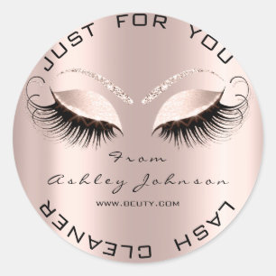 Sticker Rond Nom Beauté Maquillage Drivers Pink Gold Eyelash Cl