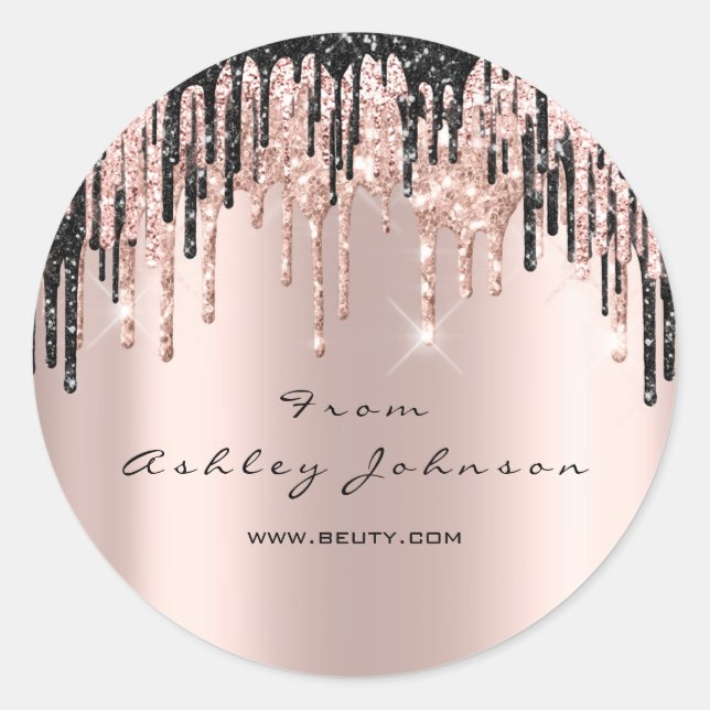 Sticker Rond Nom Beauté Rose Black Drives Merci Web (Devant)