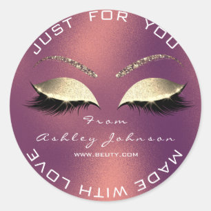 Sticker Rond Nom Beauté Salon Parties scintillant Cuivre Rose M