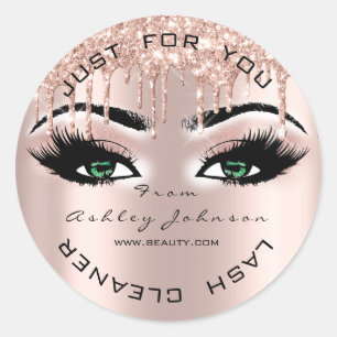 Sticker Rond Nom Beauty Lashes Déchets Rose Green Lashes