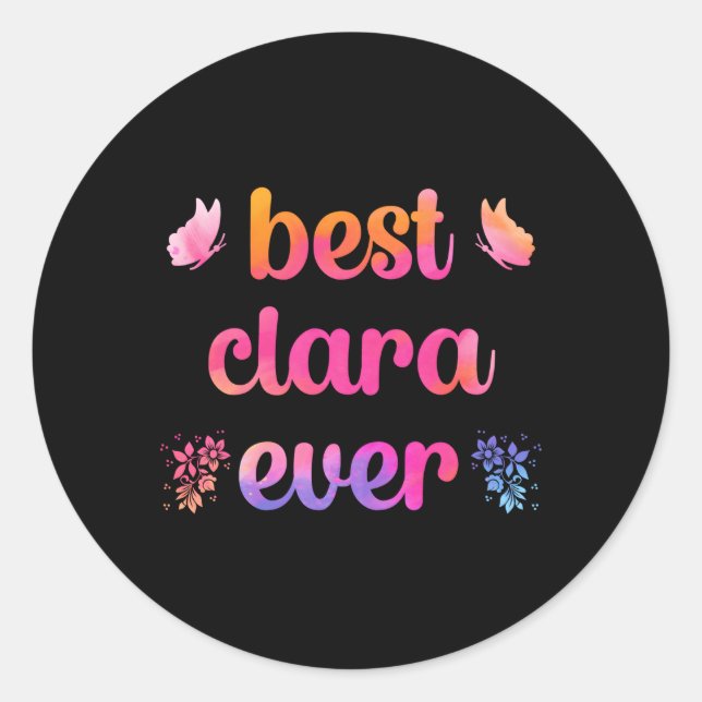 Sticker Rond Nom Clara du meilleur Clara (Devant)