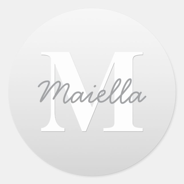 Sticker Rond Nom cursif ou autre texte avec monogramme | Dégrad (Devant)