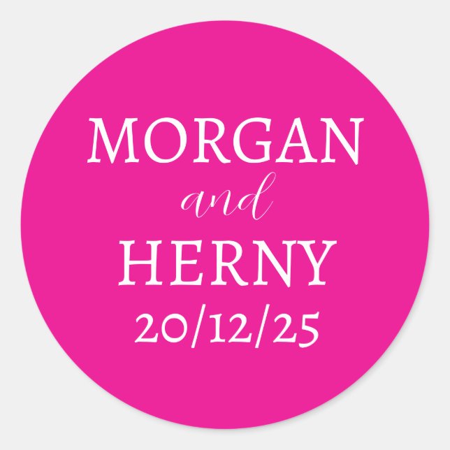 Sticker Rond Nom customisé Simple Moderne Élégant Mariage (Devant)