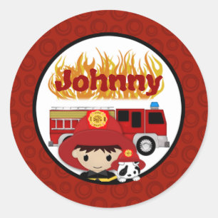 Sticker Rond Nom dalmatien #2 01B du FEU de camion de pompiers