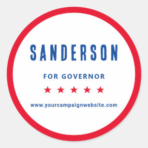 Sticker Rond Nom de Campagne Rouge Blanc Bleu Élection Politiqu