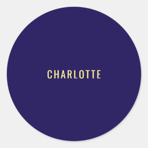 Sticker Rond Nom de couleur bleue classique minimaliste profess