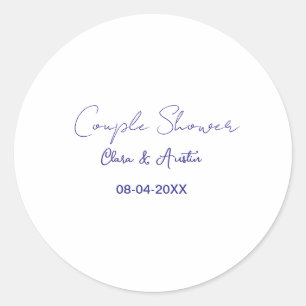 Sticker Rond nom de date de douche de couple tendance violet si
