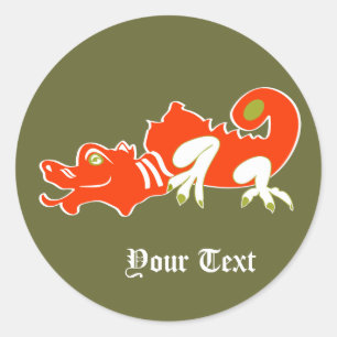 Sticker Rond Nom de dragon chinois personnalisé Design de fanta