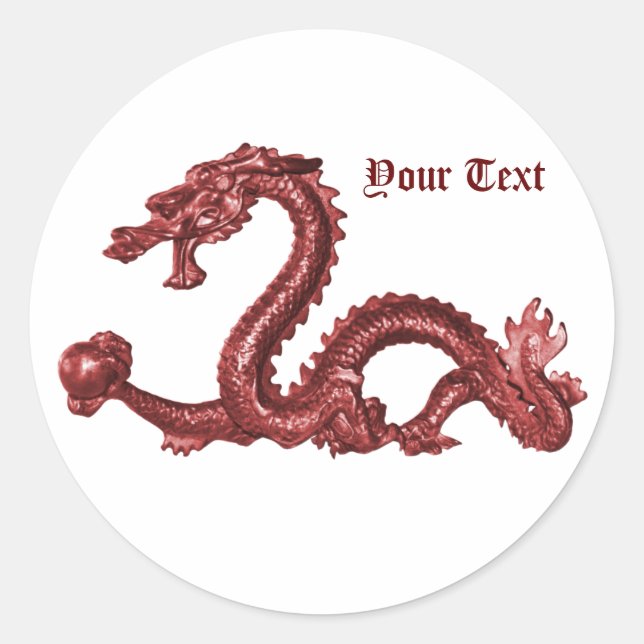 Sticker Rond Nom de dragon chinois personnalisé Design Fantasti (Devant)