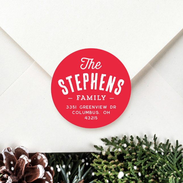 Sticker Rond Nom de famille mignonne adresse de retour de vacan (Créateur téléchargé)