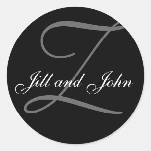 Sticker Rond Nom de famille Z initial plus l'autocollant noir