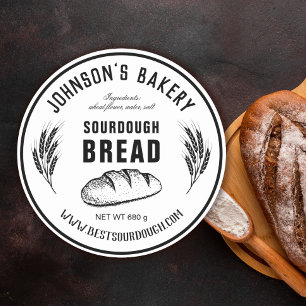 Sticker Rond Nom de la boulangerie Pain Sourbegh Pain Pain Pain