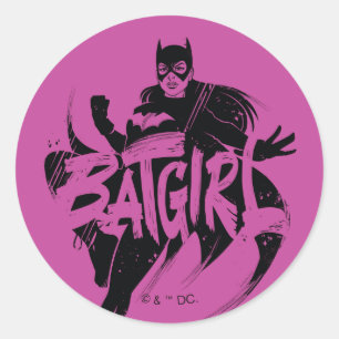 Sticker Rond Nom de la brosse d'encre Batgirl