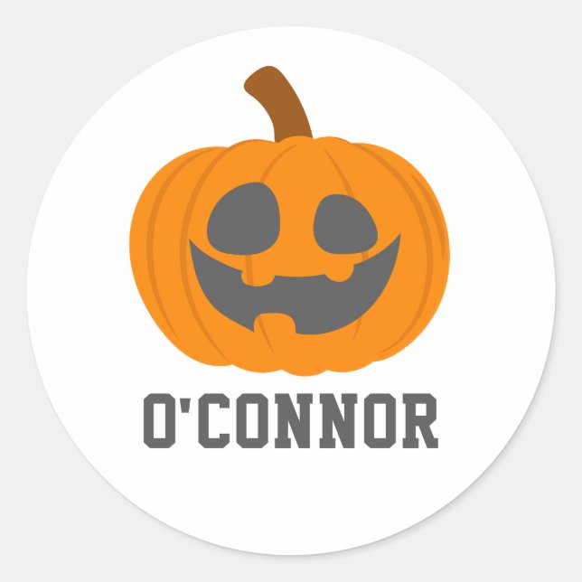 Sticker Rond Nom de la face du citrouille de l'Halloween simple (Devant)