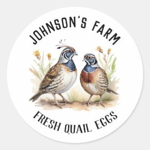 Sticker Rond Nom de la ferme Couronne Œufs de caille Vint