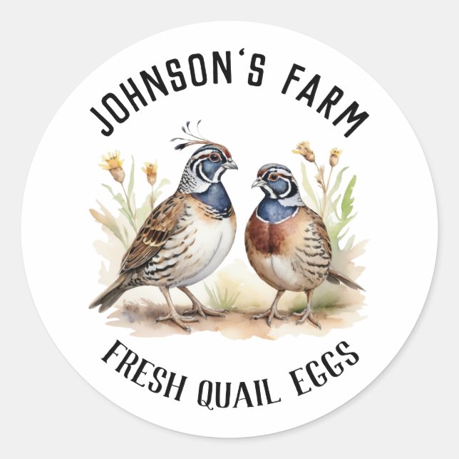 Sticker Rond Nom de la ferme | Couronne | Œufs de caille | Vint (Devant)