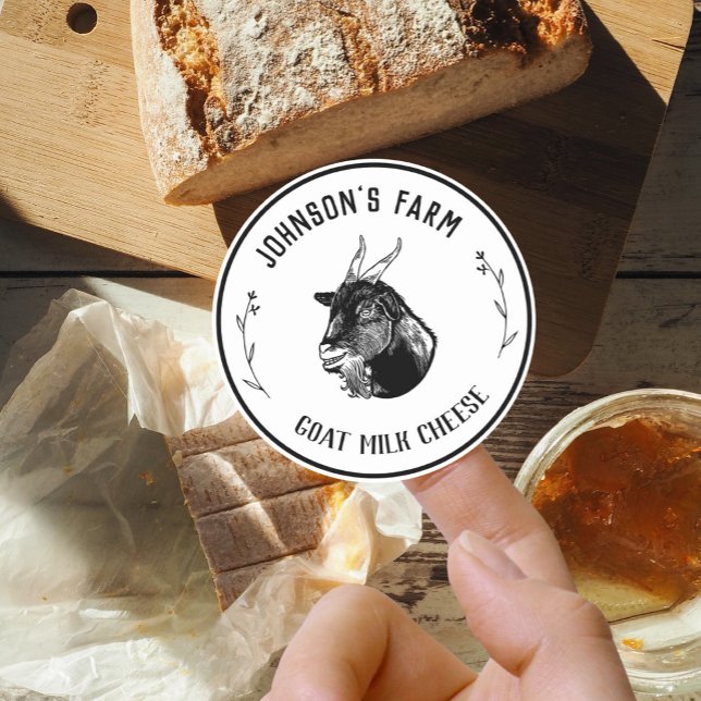 Sticker Rond Nom de la ferme | Wreath | Fromage au lait de chèv (Créateur téléchargé)