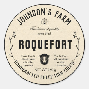 Sticker Rond Nom de la ferme   Wreath   Fromage au lait de mout