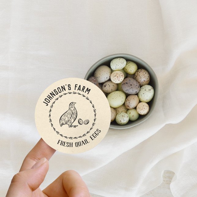 Sticker Rond Nom de la ferme | Wreath | Oeufs de caille | Vinta (Créateur téléchargé)