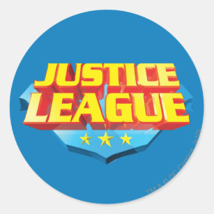 Sticker Rond Nom de la ligue de justice et logo du bouclier