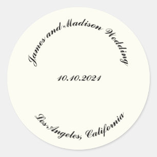 Sticker Rond Nom de la Personnaliser, date mariage d'ivoire noi