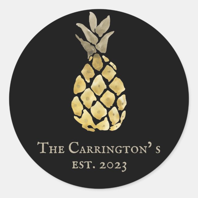 Sticker Rond Nom de l'ananas Aquarelle (Devant)