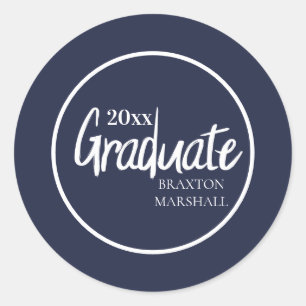 Sticker Rond Nom de l'année de graduation en bleu de la Marine