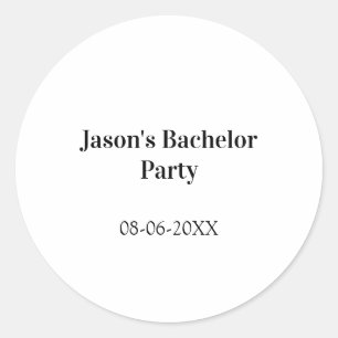 Sticker Rond Nom de l'enterrement de vie de garçon date simple 