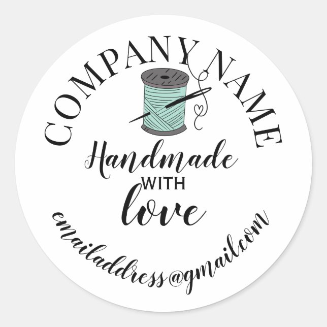Sticker Rond Nom de l'entreprise artisanale avec amour (Devant)