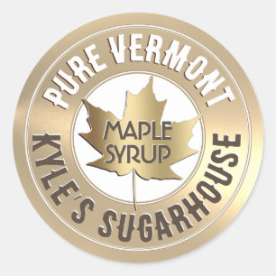 Sticker Rond Nom de l'État et de l'entreprise Gold Maple Leaf L