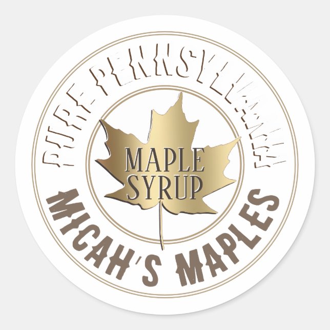 Sticker Rond Nom de l'État et de l'entreprise Maple Leaf Mini É (Devant)