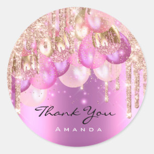 Sticker Rond Nom de Merci 16e baby shower Parties scintillant B