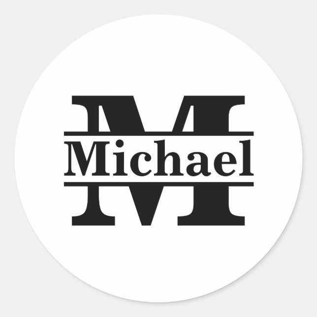 Sticker Rond Nom de monogramme personnalisé Personnalisé (Devant)