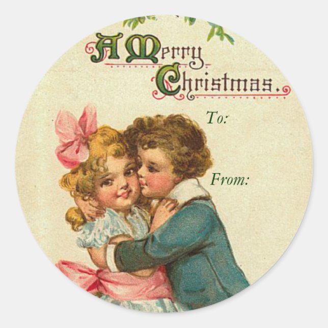 Sticker Rond Nom de Noël Vintage Tags (Devant)