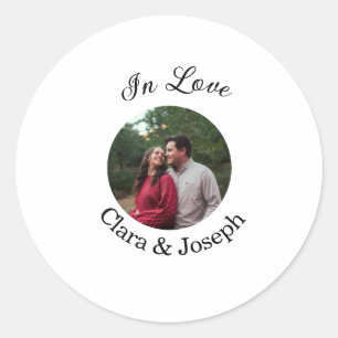 Sticker Rond nom de photo circulaire de couple amoureux mariage