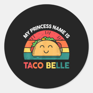 Sticker Rond Nom de princesse Taco Belle Cinco Mayo Drôle Mexic