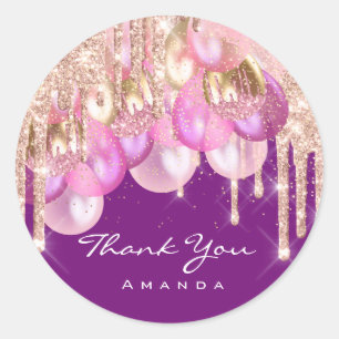 Sticker Rond Nom de remerciement 16e Parties scintillant nuptia