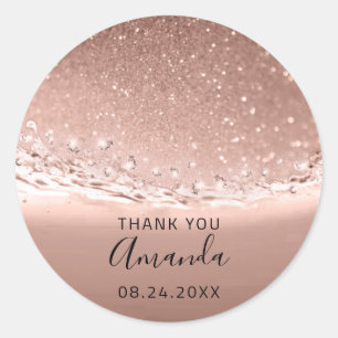 Sticker Rond Nom de remerciement Date Rose de naissance Spark G