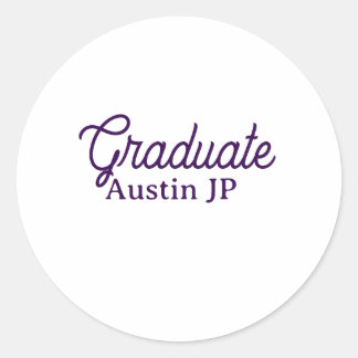 Sticker Rond nom de remise des diplômes violet simple minimalis