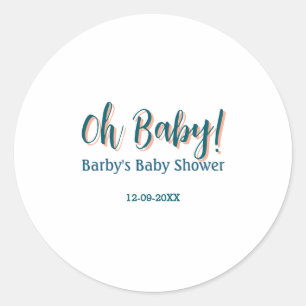 Sticker Rond Nom de shower bébé simple bleu gras oh bébé