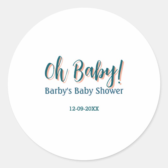 Sticker Rond Nom de shower bébé simple bleu gras oh bébé  (Devant)
