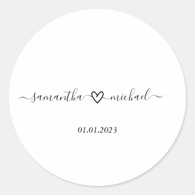 Sticker Rond Nom de signature simple Couple Valentine Mariage (Devant)