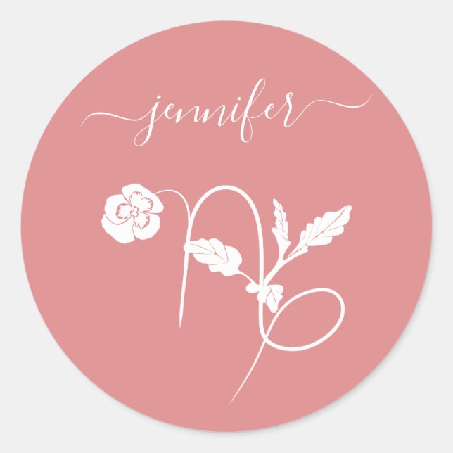 Sticker Rond Nom de signe du zodiaque fleur de naissance Capric (Devant)