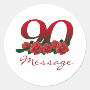 Sticker Rond Nom de texte personnalisé 90e anniversaire